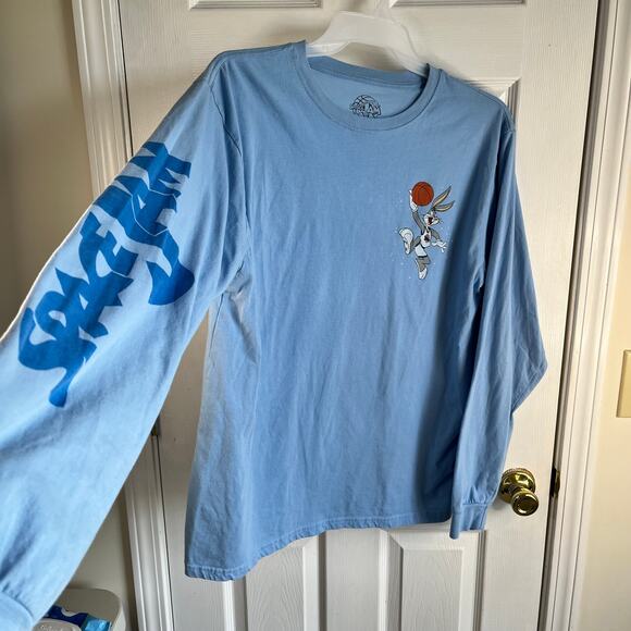 Space Jam XL Long Sleeve T-Shirt Tune Squad Light Blue Basketball Bugs Daffy Taz - Picture 4 of 9